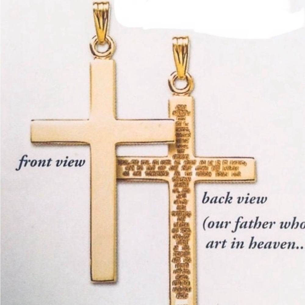 NWT -Large 14K GOLD CROSS with Lord’s Prayer Inscribed on back.